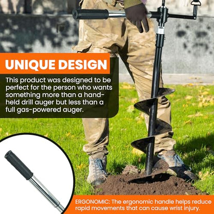 Auger Post Hole Digger 8" Wide 32" Deep - Earth Auger - Trench Digger - Hole Digger Tool for Fence Posts - Electric Post Hole Digger Handles - style: 8" X 32"