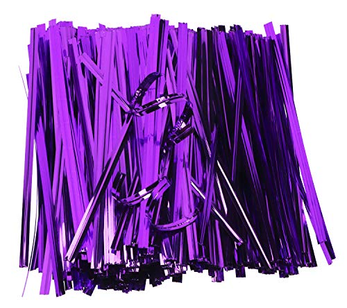 Mini Skater 800pcs 4" Metallic Twist Ties (Purple) - color: Purple
