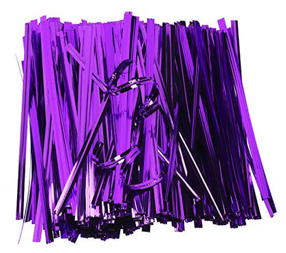 Mini Skater 800pcs 4" Metallic Twist Ties (Purple) - color: Purple