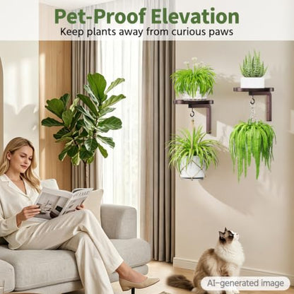 LASZOLA Plant Hanger Holder Shelf Wall Indoor with Lights, 2 Pcs Brown - color: Bronze, size: 2
