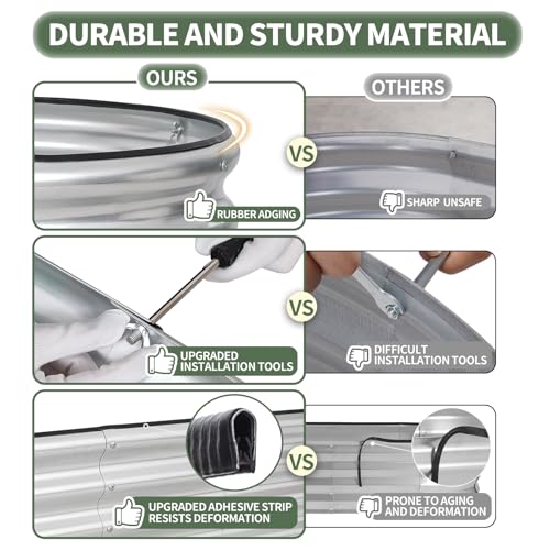 1MORE Galvanized Raised Garden Bed Outdoor,Planter Bed 4x2x1ft,Silver,4-Pk - color: Silver