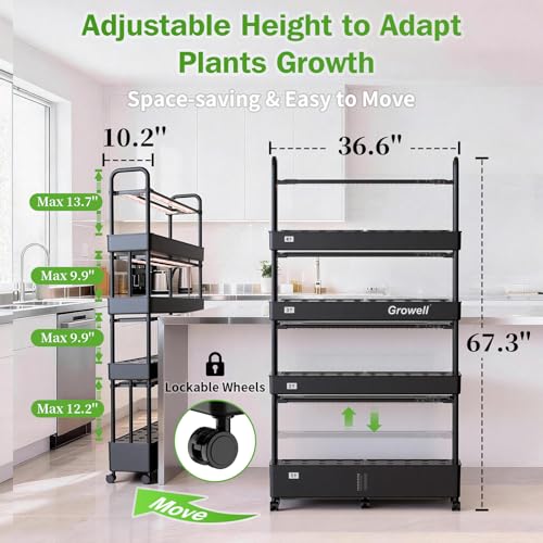 Growell 120 Pods Large Hydroponics Growing System Kit, Indoor Hreb Garden - color: Black, size: 36" - 4 Tier (120 Pods)