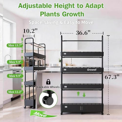 Growell 120 Pods Large Hydroponics Growing System Kit, Indoor Hreb Garden - color: Black, size: 36" - 4 Tier (120 Pods)