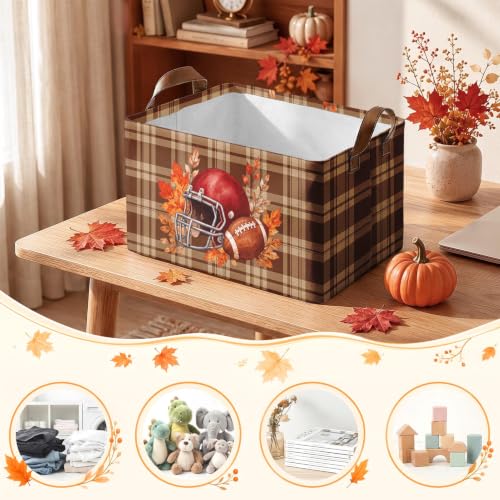 Britimes Fall Football Storage Baskets for Gift, Toy Storage Bins Box 3Pack - color: Fall Football