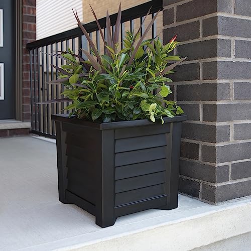 Mayne 5866-B Lakeland Square Patio Planter, 16x16, Black - color: Black, size: 16 in