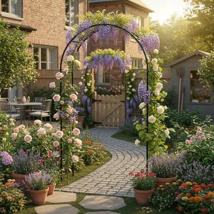 Garden Arch Galvanized Metal Rust-Proof Heavy Duty for Climbing Vines Roses