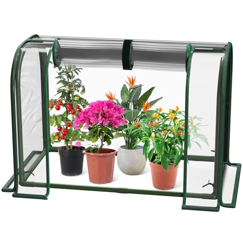 Mini Greenhouse Indoor Outdoor, 23.6*16.2*12.2 Inch Portable Tabletop Plant Greenhouse for Plant Growth and Seedling Propagation, Small Greenhouses for Garden Balcony Windowsill Home Use