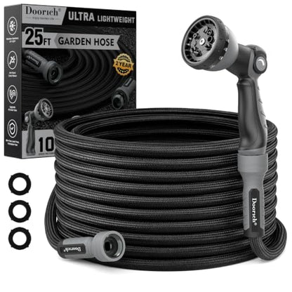 Garden Hose, 25FT Ultra Lightweight Water Hose with Spray Nozzle - size: 25FT HDPE