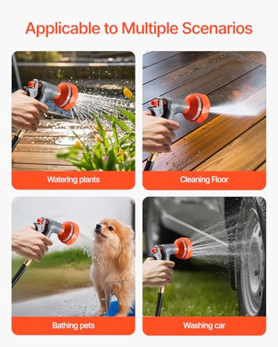 VEVOR Retractable Garden Hose Reel, 1/2 Inch x 84 ft Wall Mounted Heavy Duty Garden Hose Reel with 9 Patterns Nozzle, Any Length Lock, Upgraded Slow Return System and 180°Swivel Bracket - size: 1/2 in x 84 ft