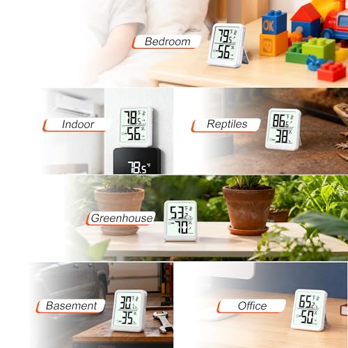 2 Pack Room Thermometer Indoor Hygrometer Digital Humidity Meter - color: White - Upgraded Version, size: 2 - Pack