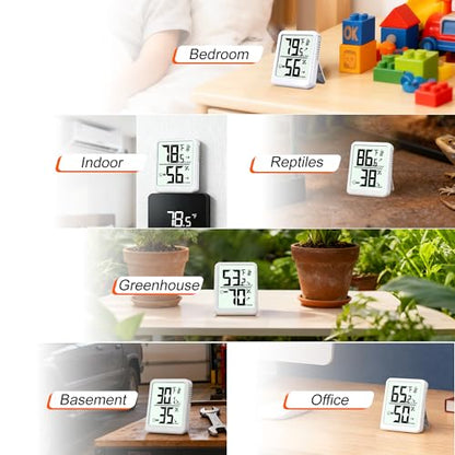 2 Pack Room Thermometer Indoor Hygrometer Digital Humidity Meter - color: White - Upgraded Version, size: 2 - Pack