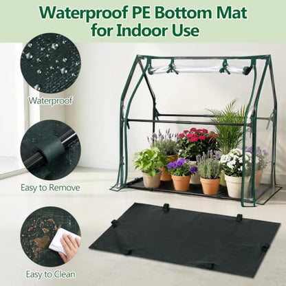 Mini Greenhouse with Waterproof Pad, 36"×18"×33" Tabletop Small Greenhouse for Indoor Outdoor Seed Starting, Portable Plant Cover Tent for Seedlings, Germination, Plant Protection - size: 36" x 18" x 33"