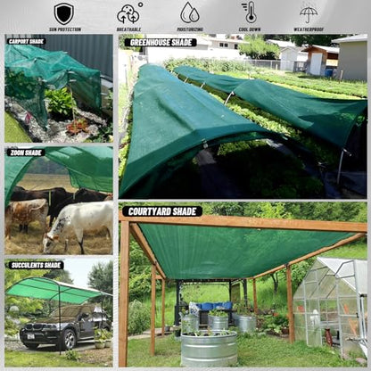Cool Area Shade Cloth with Grommets for Garden, 90% 6.5x16.5ft, Dark Green - color: 90% Shade-Dark Green, size: 6.5FTx16.5FT