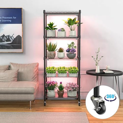 Indoor Greenhouse with Grow Light with 96W, 5 Tier 23.2" L×13.3" W×61.3" H