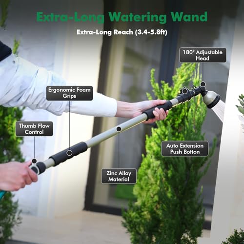 RESTMO Extra Long All Metal Telescoping Watering Wand, 40-70” Garden Wand - size: Extra Long Wand