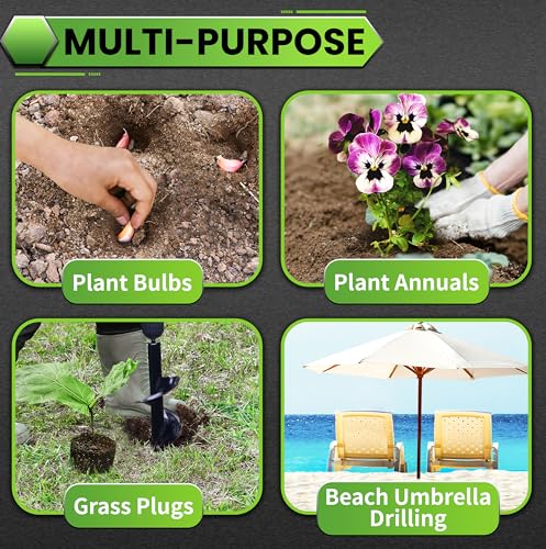 Auger Drill Bit for Planting - 3.5"X16" Heavy-Duty Garden Auger Spiral Drill Bit - Bulb Planter Tool & Auger Post Hole Digger - 3/8" Hex Drive Drill - size: 3.5"x16"(Black)