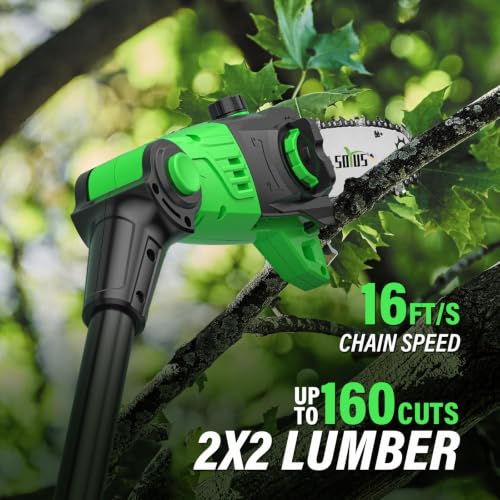 SOYUS 2-in-1 8-Inch Pole Saw and 18-Inch Pole Hedge Trimmer 2.0Ah Battery - color: Forest Green