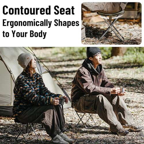 Naturehike 11in Ultralight Camping Collapsible Stool, Supports 390lbs - color: Black