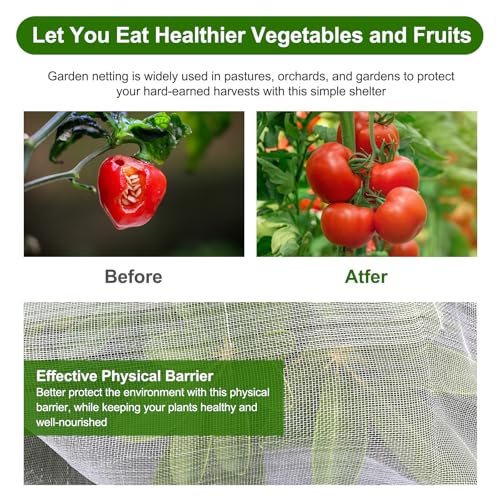 Jevrench 4 x 50 ft Garden Netting Row Cover, Ultra Fine Mesh for Plants - size: 4ft x 50ft