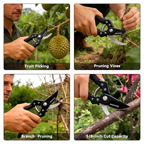 Garden Pruning Shears with Sharp SK5 Blade, Bypass Pruner with 5/8-Inch Cut Capacity, Plant Clippers for Roses, Shrubs & Small Branches - style: Classic