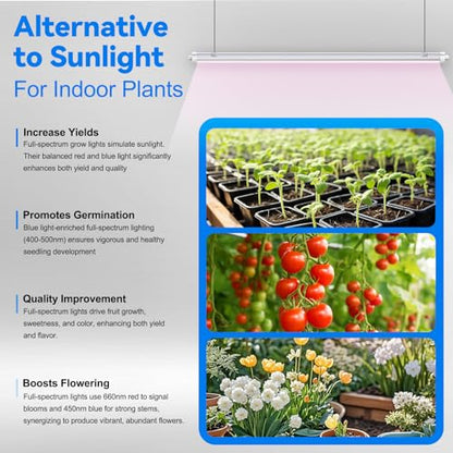 JESLED Waterproof T8 Grow Lights, 4FT Full Spectrum Plant Light, 2 Packs - size: 4FT×2P