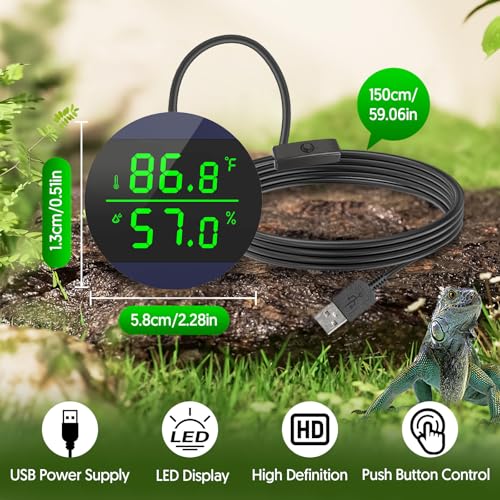 QZQ Reptile Thermometer and Humidity Gauge, Digital Display, 2-Pack Blue - color: Blue - 2 Pack