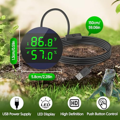QZQ Reptile Thermometer and Humidity Gauge, Digital Display, 2-Pack Blue - color: Blue - 2 Pack