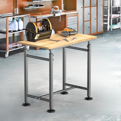 TORACK Adjustable Workbench with Rubberwood Top, 32" x 18" - size: 32 x 18 inch