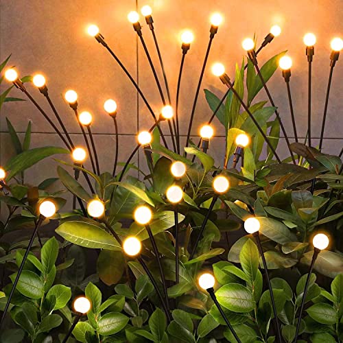 NBQQ Solar Lights Outdoor 10 Pack of 60 LEDs Swaying Firefly Garden Decor - color: Warm White, size: 10 pack