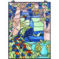 Bieye W10095 Blue Peacock Tiffany Style Stained Glass Window Panel - size: 17.5Wx23.75H Rectangular