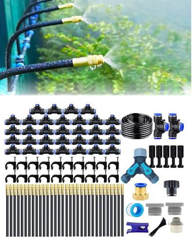 New drip Irrigation kit, Automatic Garden Watering System, Quick Connector and 360-degree Bending Dropper atomizing Copper Nozzle, Garden Plant Lawn Courtyard Watering System. (165FT) - size: 165FT