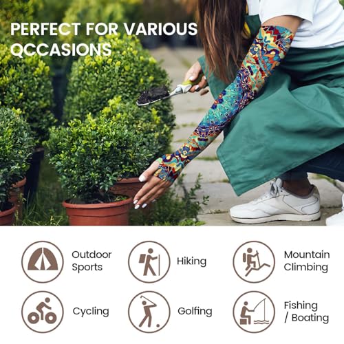 YPHCDO Gardening Sleeves for Women Cooling Sun Protection Anti-Scratch - color: Blue Red