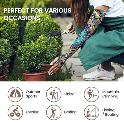 YPHCDO Gardening Sleeves for Women Cooling Sun Protection Anti-Scratch - color: Blue Red