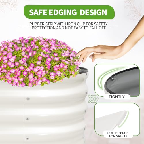 Galvanized Raised Garden Bed - 2 Pcs 4x2x1.4FT Planter Box, White - color: White, size: 4x2x1.4ft