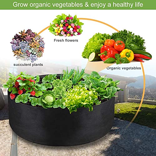 100 Gallon Large Grow Bag, Heavy Duty Fabric Round Raised Garden Bed - size: 100 Gallon (50" D x 12" H)