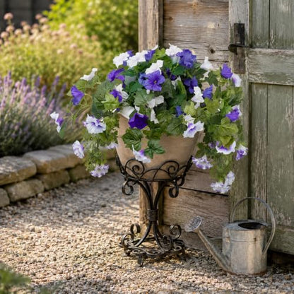 Artificial Flowers, 2-Pack Blue and White Faux Petunias - color: Blue and White - 2