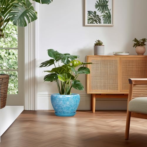 Indoor Plant Pots 10 Inch, Ceramic Planter, Bubble Blue - color: Bubble Blue, size: 10 Inch