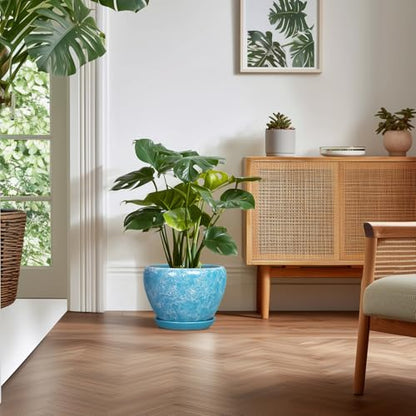 Indoor Plant Pots 10 Inch, Ceramic Planter, Bubble Blue - color: Bubble Blue, size: 10 Inch