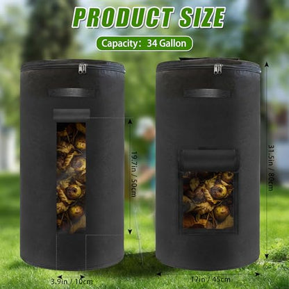 Compost Bin Outdoor with Handles Observation Windows, 34 Gallon