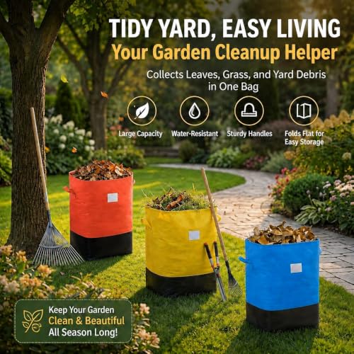 48 Gallon Reusable Yard Waste Bags,3 Pack Lawn and Leaf Bags,Garden Bags
