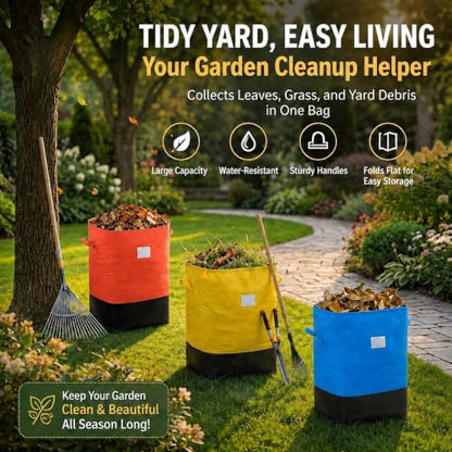 48 Gallon Reusable Yard Waste Bags,3 Pack Lawn and Leaf Bags,Garden Bags