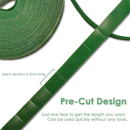 Garden Tie Green Strap Plant Supports Gentle on Plants Pre-Cut Design Tearable Reusable Sturdy Multi-Purpose for Home Garden Balcony Office (32.8ft × 0.6 inch, Green) - size: 32.8ft