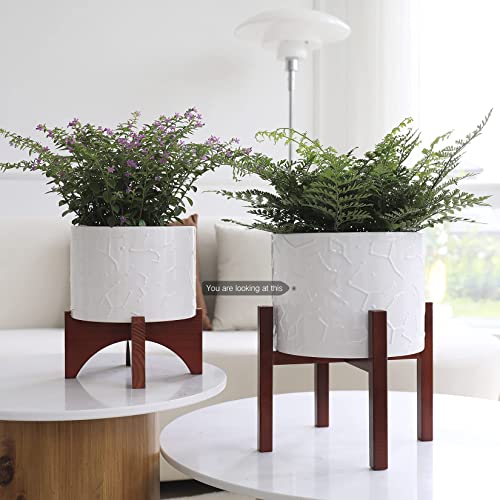 LA JOLIE MUSE Ceramic Pot for Plants, 10 Inch Indoor Planter with Stand - size: 10 Inch