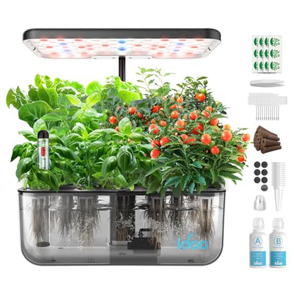 iDOO Hydroponics Growing System with 12 Pods Kit & LED Grow Light