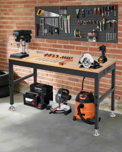 72 Inch Adjustable Workbench, 2500 LB Load Capacity - size: 72x24 + Legs