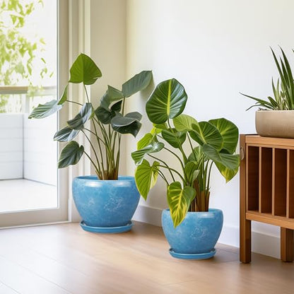 Ceramic Plant Pots, 10+8+6 Inch Ceramic Planters Indoor, Blue - color: Sky Blue