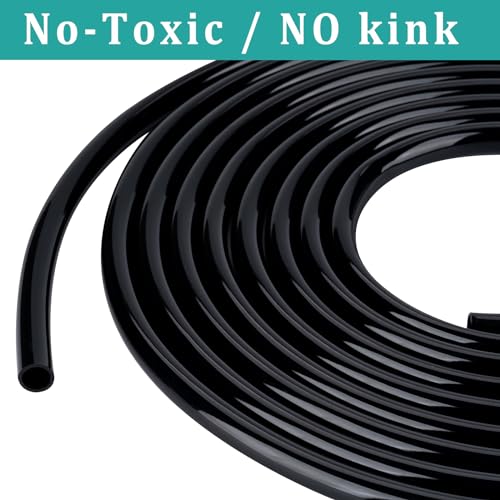 1/2" id - 25ft Black Vinyl Tubing Flexible PVC Irrigation Hose & 2 Clamps - size: 1/2" ID, style: 25 Feet