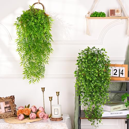Waipfaru 4Pcs Artificial Hanging Plants, Fake Vines Boston Ivy - color: Boston Ivy, size: 4Pcs Plants