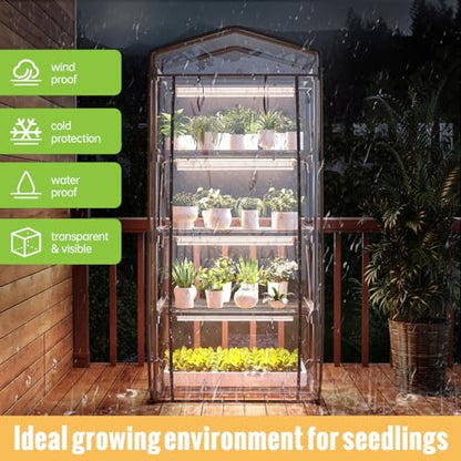 Indoor Greenhouse with Grow Light, 4-Tier Shelf, 26.4x19x61in