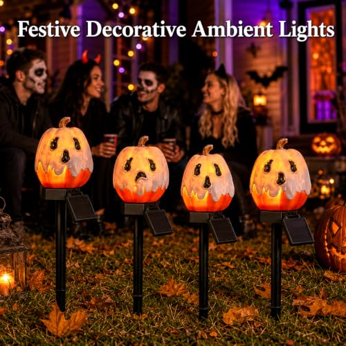 twinbling Solar Pumpkin Lights Outdoor Halloween Pumpkin Solar Lights - color: C-Orange